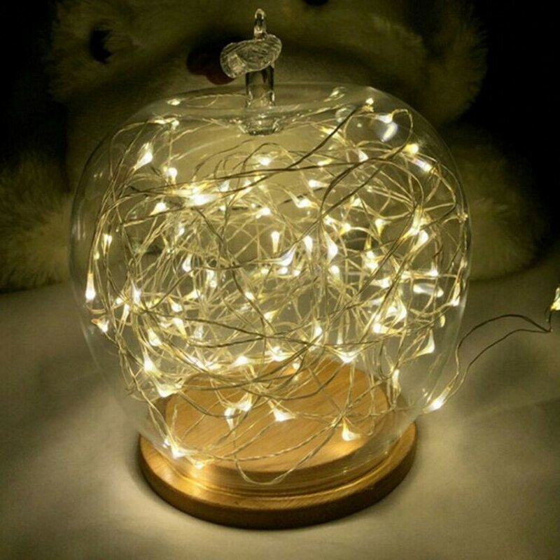 AA مصباح led يعمل بالبطارية سلسلة أضواء RGB الباردة الدافئة الأبيض 10M 5M 2M 3M عيد الميلاد الزفاف حزب الزخرفية الفضة سلك الجنية ضوء