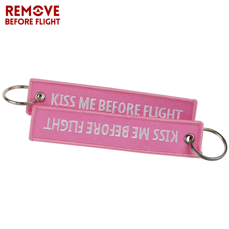 5 PCS สีชมพูน่ารักพวงกุญแจ Kiss Me ก่อนเที่ยวบิน Key แหวนเย็บปักถักร้อย Key Fobs Key Chain กระเป๋ารถแขวนจี้เครื่องประดับสำหรับรถยนต์