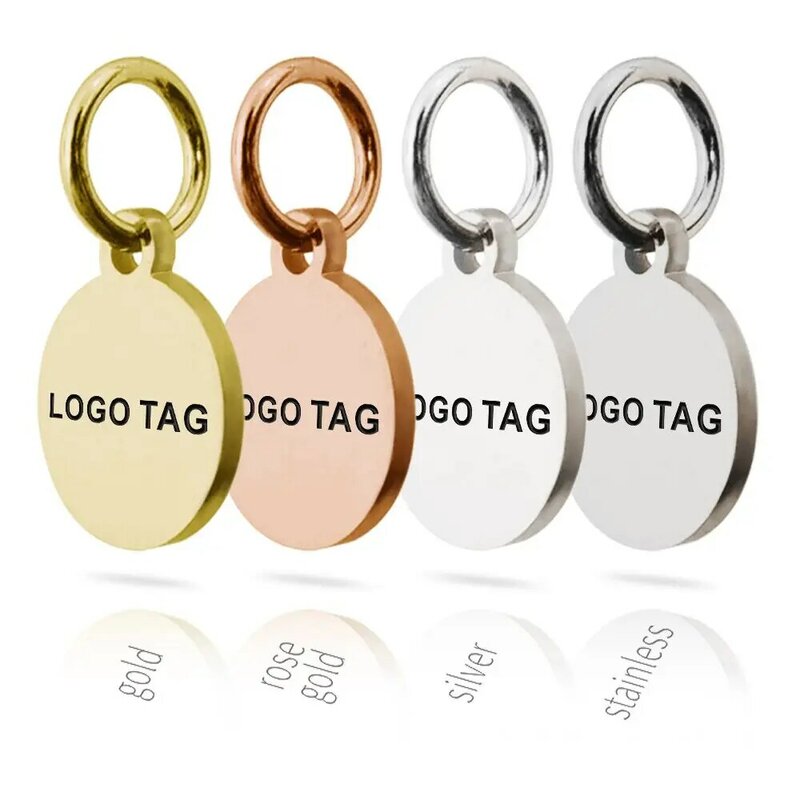 MYLONGINGCHARM 50pcs 10mm  Laser Engraved Tag Custom Logo Tags Stainless Steel Engravable Charms Necklace Tags