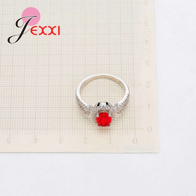 Kualitas tinggi 4 warna Oval halus kristal untuk wanita pesta pernikahan wanita perhiasan 925 perak murni cincin jarum grosir
