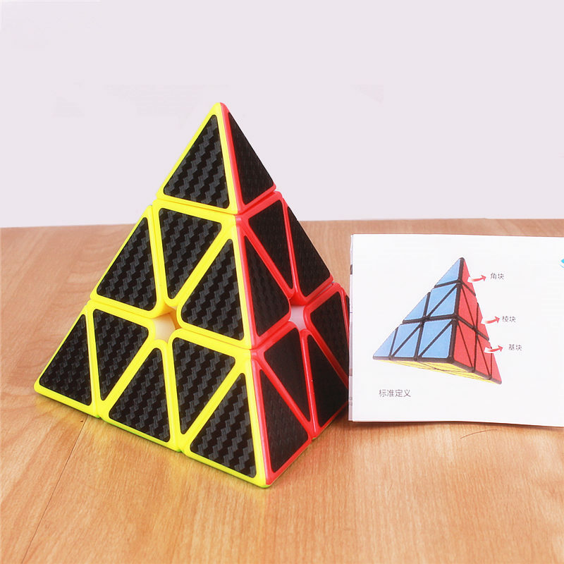 Moyu mofangjiaoshi piramida magiczna kostka analogowe naklejki z włókna węglowego prędkość kostki profesjonalne puzzle piramida kostki trójkątna zabawka