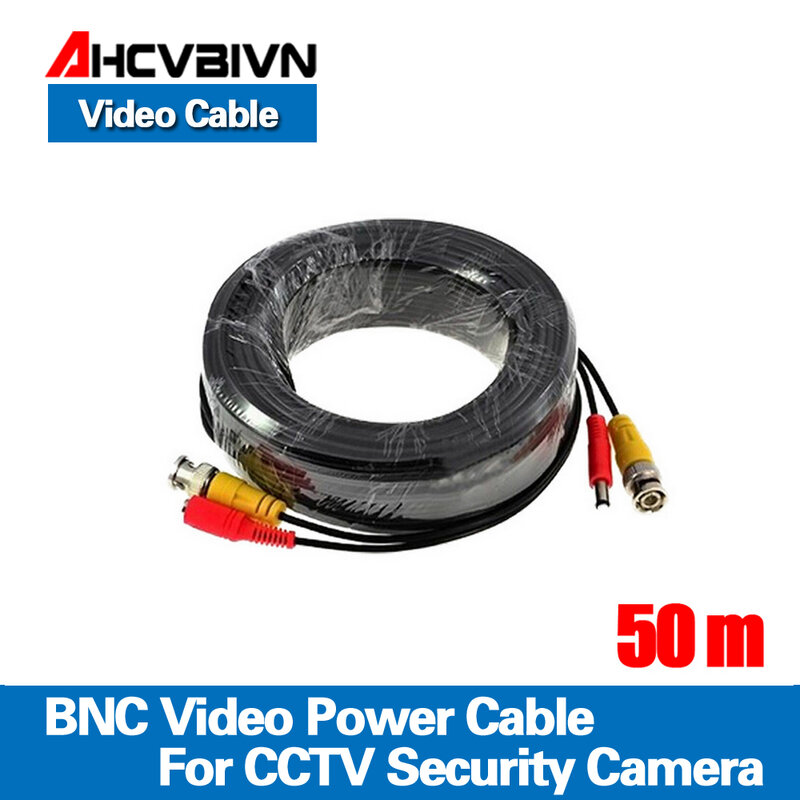Câble d'alimentation vidéo pour caméras de sécurité CCTV, connecteur BNC + DC, haute qualité, livraison gratuite, 165 pieds, 50m