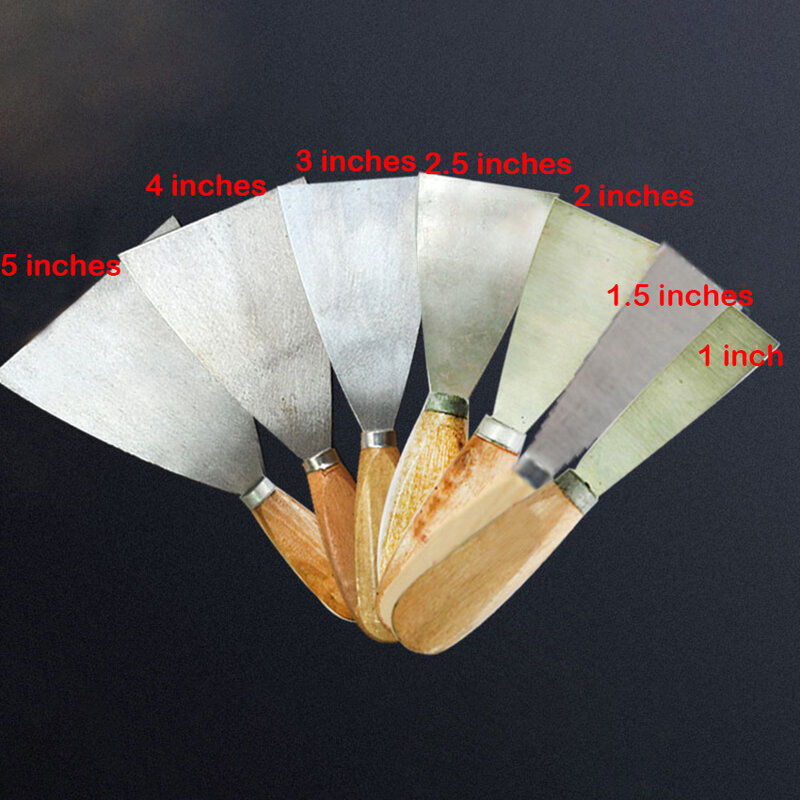Cuchillo rascador de masilla con mango de madera y acero al carbono, herramienta de mano para enyesado de pared, 1 ", 1,5", 2 ", 2,5", 3 ", 4", 5"