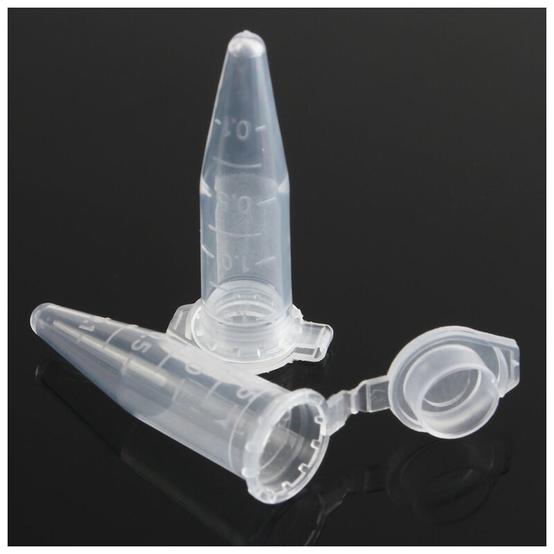 Mini tubo de ensayo de plástico para laboratorio, 100 unidades, 1,5 ml, Vial centrífugo, tapa a presión, 42x11mm, transparente