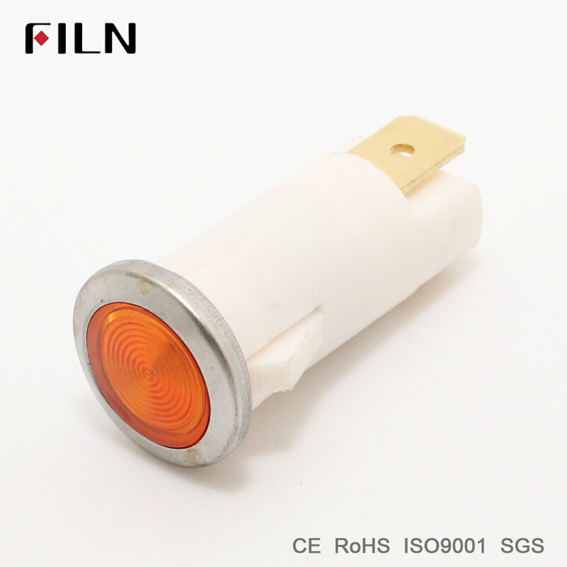 Filn lâmpada de sinal de luz indicadora 12.5mm, vermelho amarelo azul verde branco 12v 24v 110v