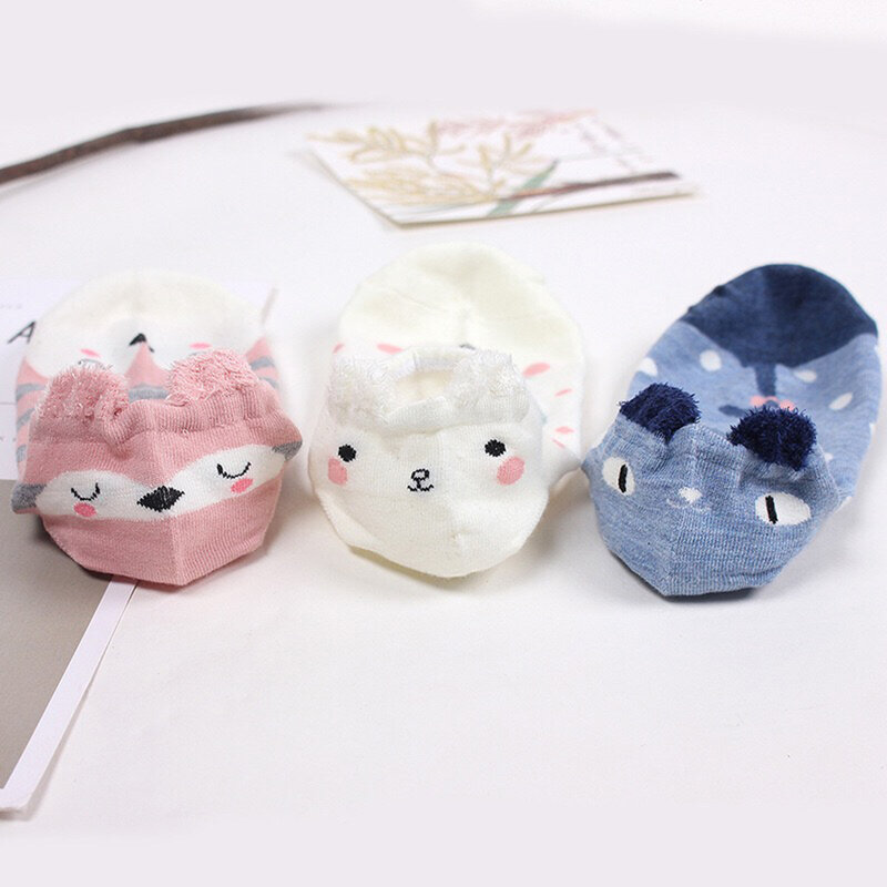 Korean female kawaii 3D Harajuku animal casual pattern pink pig / dog / cat summer wild cotton shirt cute funny female socks