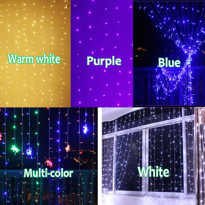 Guirnalda de luces LED para decoración del hogar, cortina de luces de hadas de Navidad para Año Nuevo, Patio, fiesta, boda, al aire libre