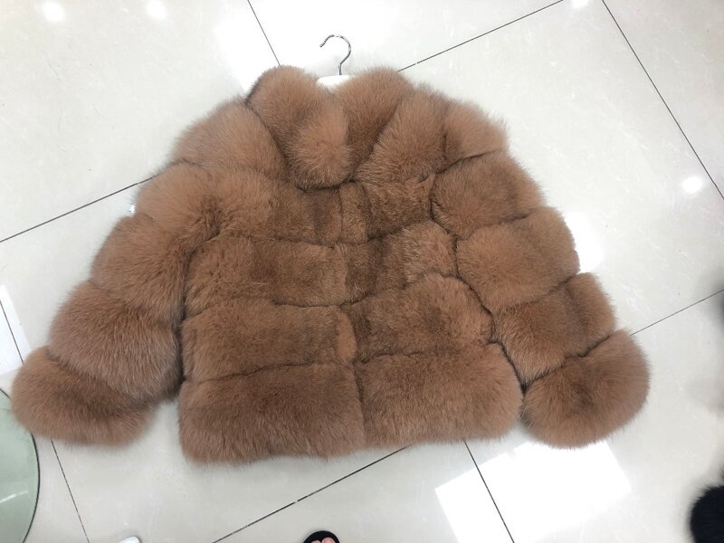Harppihop-abrigo grueso de piel de zorro real para mujer, chaqueta de alta calidad, traje de cuello alto, novedad de invierno, 2018