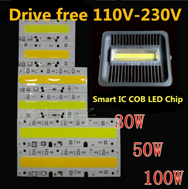 COB LED Lamp Chip 110V 220V High Power 30W 50W 70W 100W 150W Input Smart IC No Driver LED Bulb Flood Light Spotlight