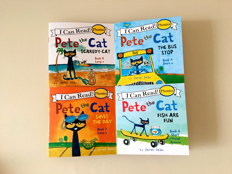 12 pièces/ensemble je peux lire pete le chat livres d'images en anglais livre d'histoire pour enfants livre de lecture de poche d'éducation précoce 13x13 cm