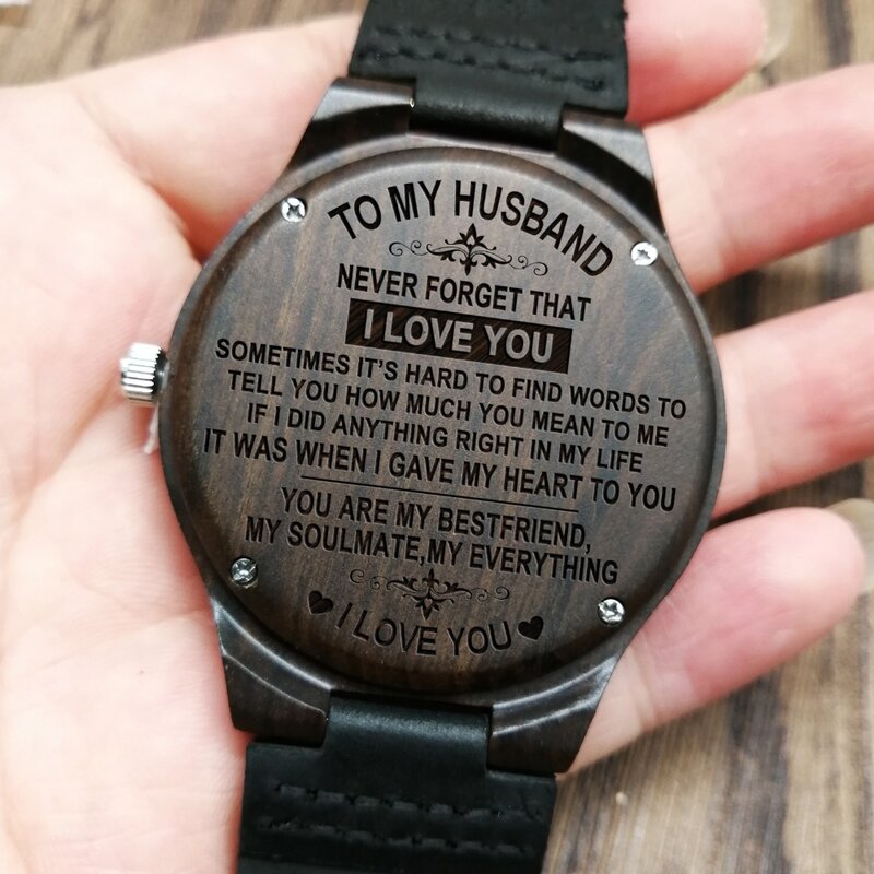 TO MY HUSBAND ENGRAVED WOODEN WATCH YOU ARE MY BESTFRIEND, MY SOULMATE, MY EVERYTHING
