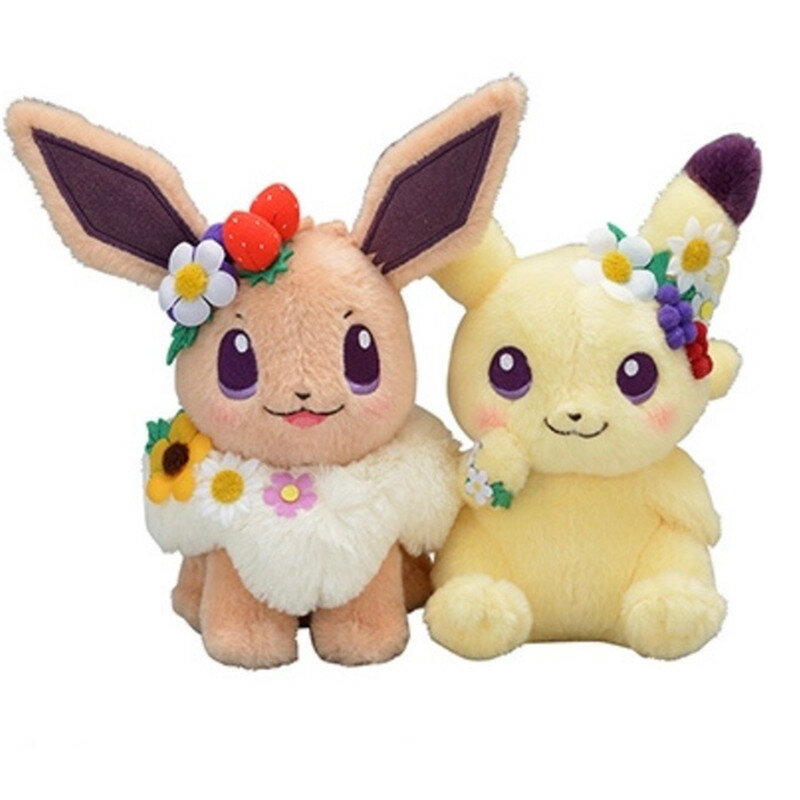 Autentyczne japonia Pokemon anime gra 2 sztuk Pikachu i Eievui's Easter Eevee pluszowa lalka wypchana zabawka ograniczona pluszowa lalka zabawka