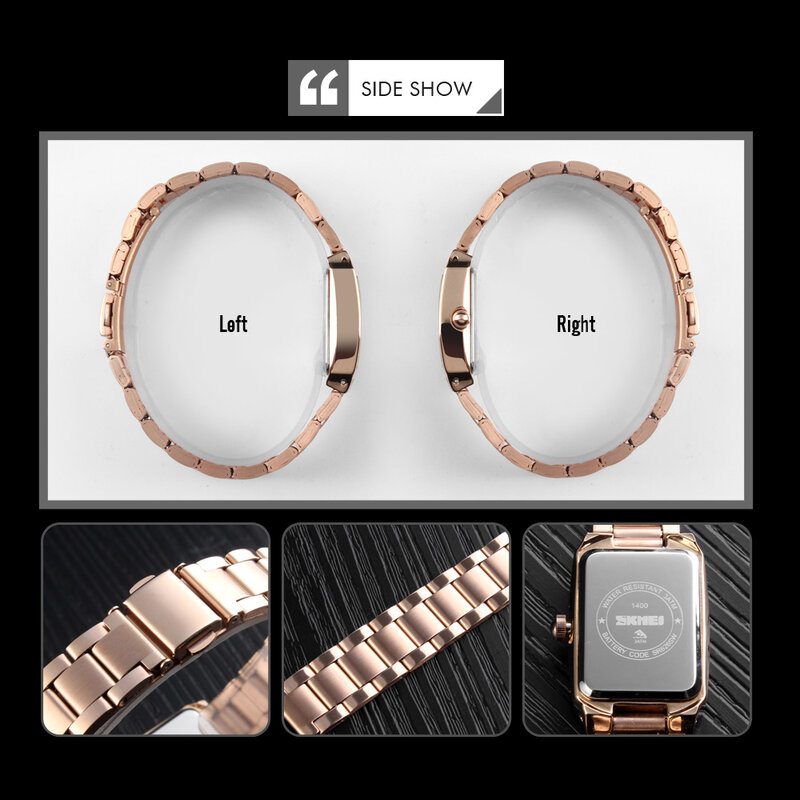 Женские кварцевые часы SKMEI, модные роскошные часы из нержавеющей стали с браслетом, водонепроницаемые Брендовые Часы