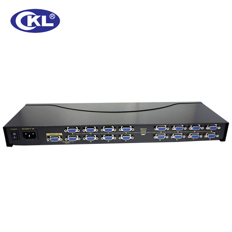 CKL-916B Kualitas Tinggi 16 port VGA Splitter 1 ke 16 VGA Distribusi untuk Proyektor, Layar, dukungan TV 450 MHz 2048*1536