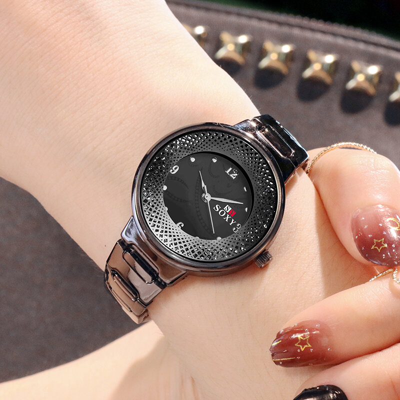 Einfache Art Und Weise Uhr Frauen Neue Edelstahl Armbanduhr Kreative frauen Uhren Damen Uhr Montre Femme Relogio Feminino