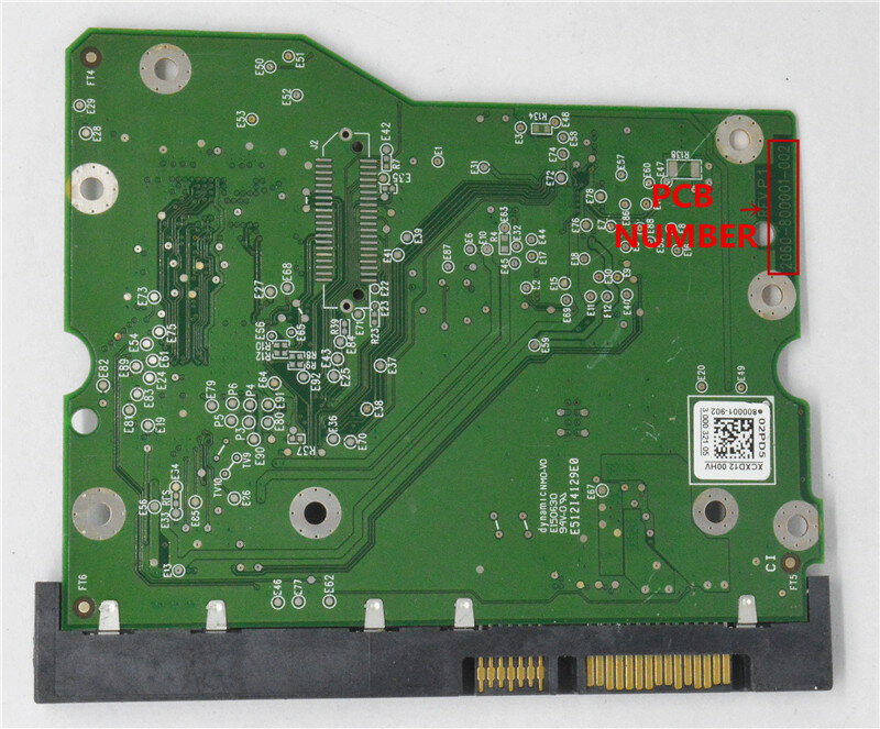 Circuito stampato Western Digital hard disk numero WD60EZRX HDD PCB 2060-800001-002 REV P1 / 800001-902, 800001-202 , 800001-702