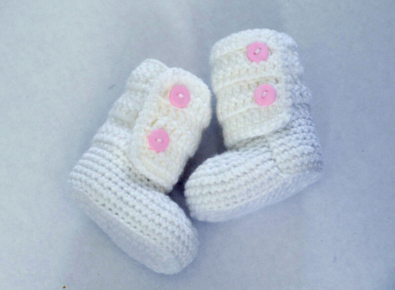 Botines de ganchillo para bebé, botas de punto, color blanco, envío gratis