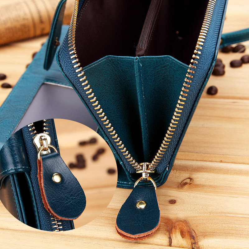 Брендовый женский кошелек из натуральной кожи, удлиненный женский клатч с большим отделением, Дамский бумажник для мобильного телефона и мелочи