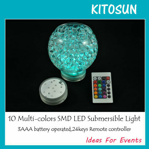 Illuminazione a centrotavola, luce a LED sommergibile da 2.8 pollici, 10 LED multicolori, telecomando, luce floreale a batteria 3AAA
