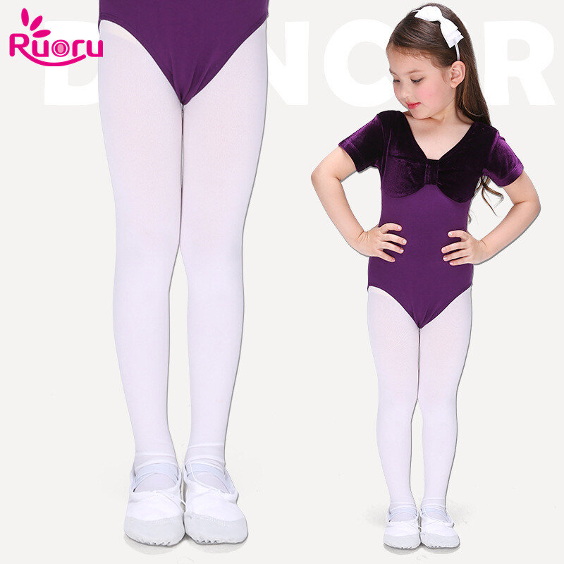 Ruoru Professionalเด็กเด็กผู้ใหญ่หญิงบัลเล่ต์บัลเล่ต์สีขาวเต้นรำกางเกงขายาวPantyhoseกับหลุมNudeถุงน่องสีดำ