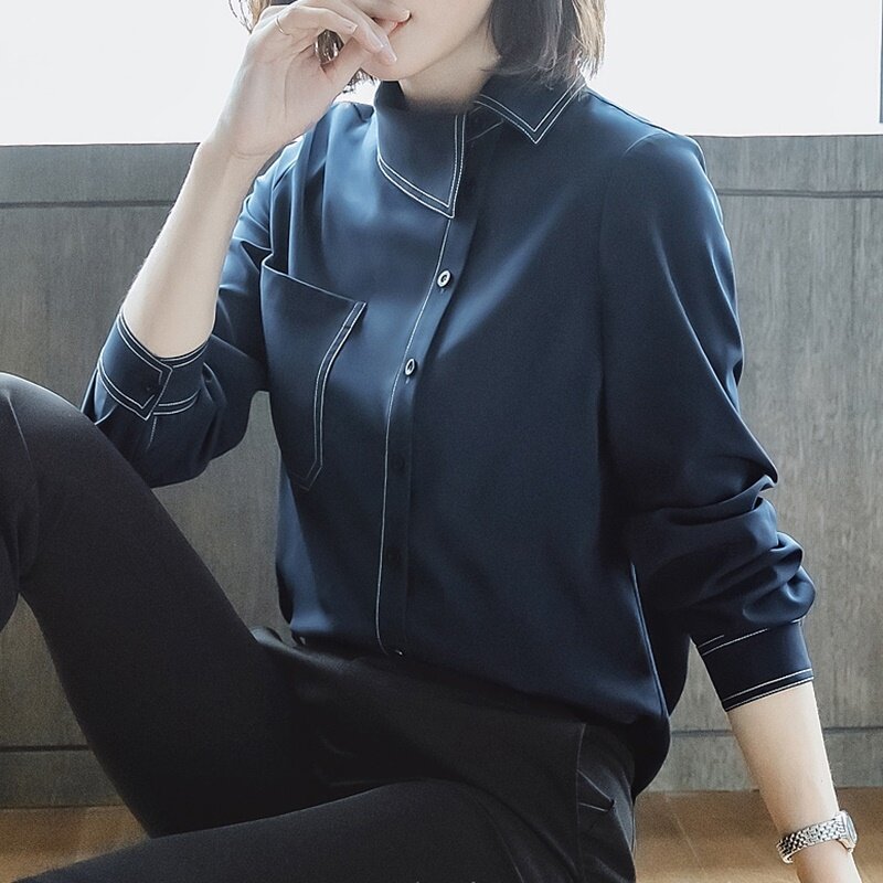 Plus Size Korean Fashion Woman Clothing Feminine Blouse Sleeve Long Shirt Female Ol Office Wear Womens Tops And Blouses DD2083