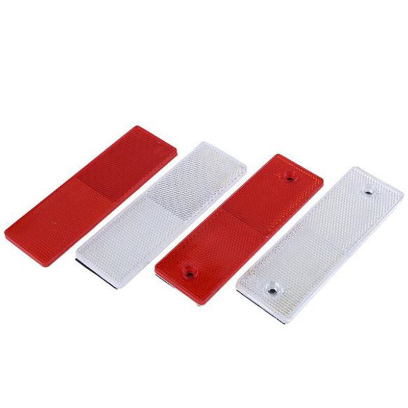 1PCS Truck Motorcycle Adhesive Rectangle Plastic Reflector Reflective Warning Plate Stickers Safety Sign Red/White