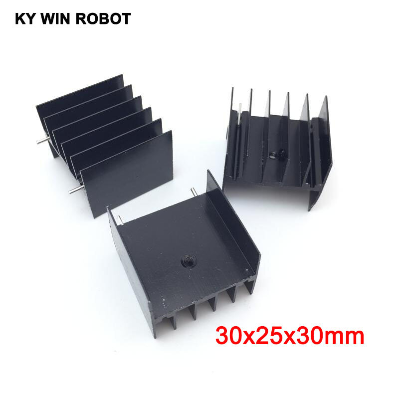 10pcs black Aluminium TO-220 30x25x30mm Heatsink TO 220 Heat Sink Transistor Radiator TO220 Cooler Cooling 30*25*30MM With 2pin
