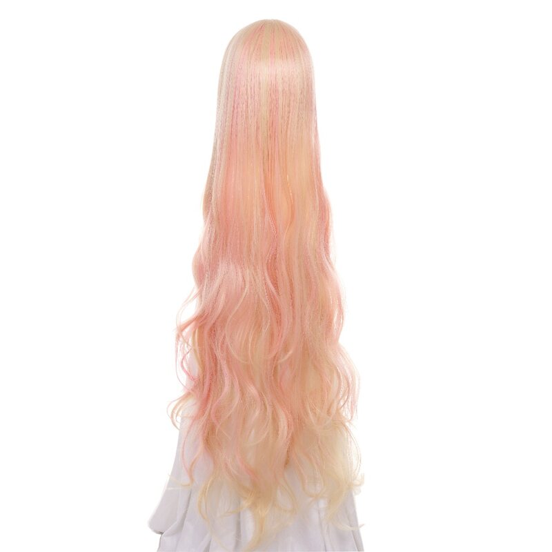 Maqutoo peruca longa em fibra sintética, peruca longa e ondulada de 120cm, em fibra resistente ao calor, para cosplay