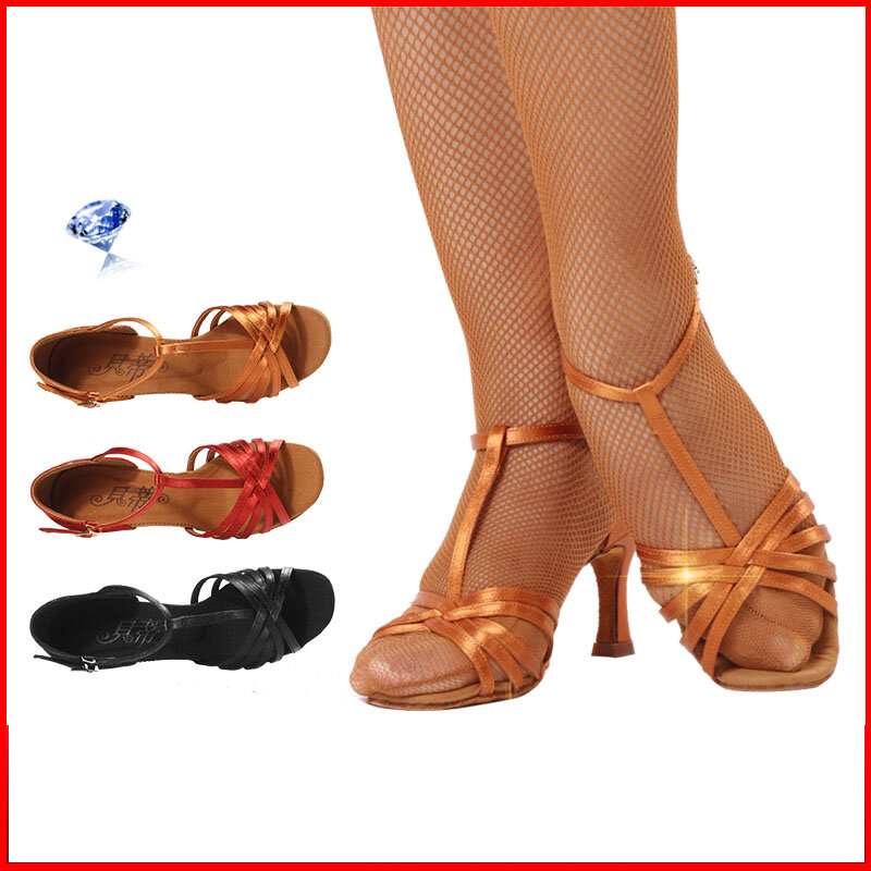 Trampki buty do tańca sala balowa kobiety buty w stylu latynoskim dziewczyna odporna na zużycie antypoślizgowa skóra bydlęca miękkie dno SALSA globalna wyprzedaż satynowa koronka