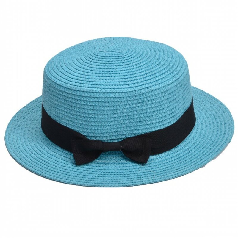 Chapéu de palha para mulheres e crianças, chapéu mini-brim, chapéu fedora beach cap, verão