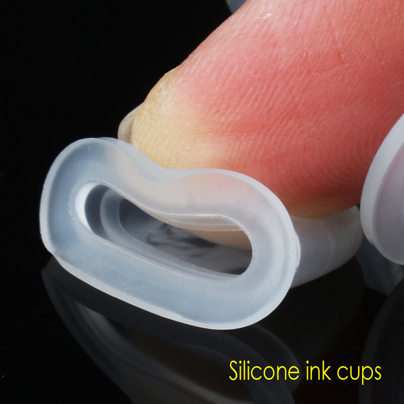 S/M Maat Siliconen/Plastic Permanente Make-Up Eyebrowtattoo Inkt Cups Microblading Pigment Caps 100 Stks/zak