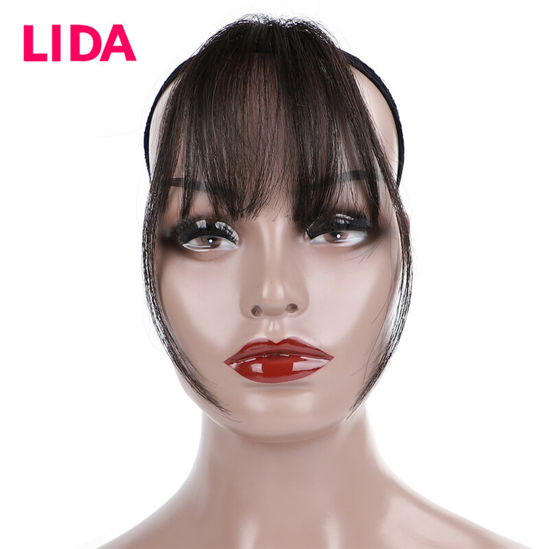 LIDA Remy бразильские накладные волосы 6 "Короткие Прозрачные передние челки Клип В короткая челка прямые натуральные человеческие волосы