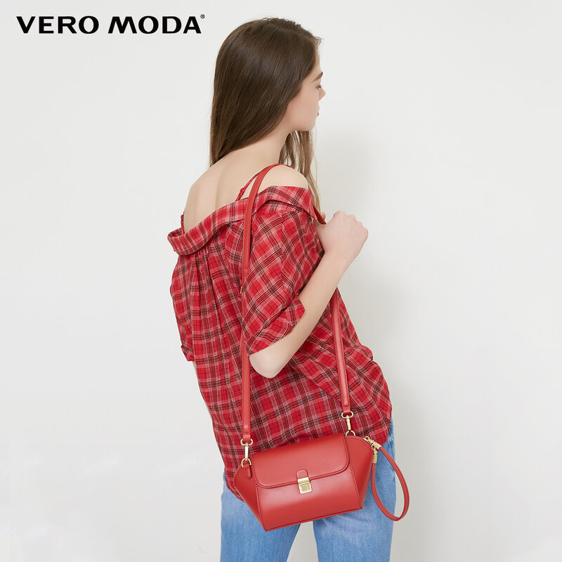 Vero Moda 여성용 오프 숄더 탑 체크 무늬 반소매 체크 무늬 셔츠 블라우스 | 31836W506