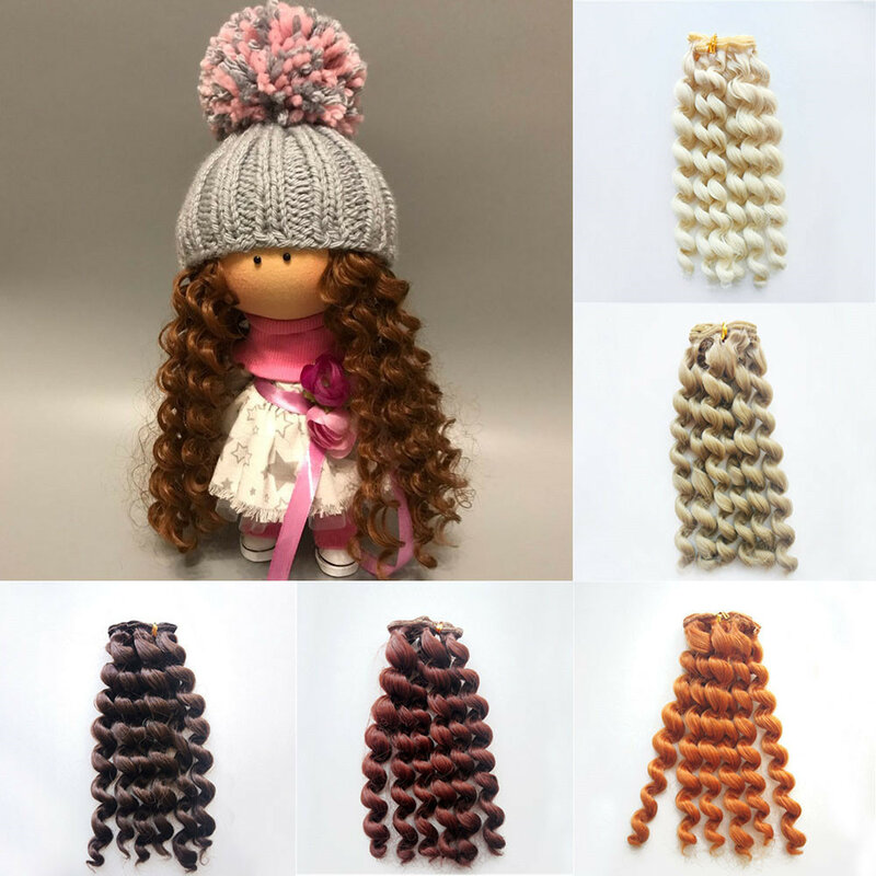 Extensions de cheveux bouclés à vis pour toutes les poupées, perruques de bricolage, fibre de degré de chaleur, trames de cheveux, 20x100cm, 1PC