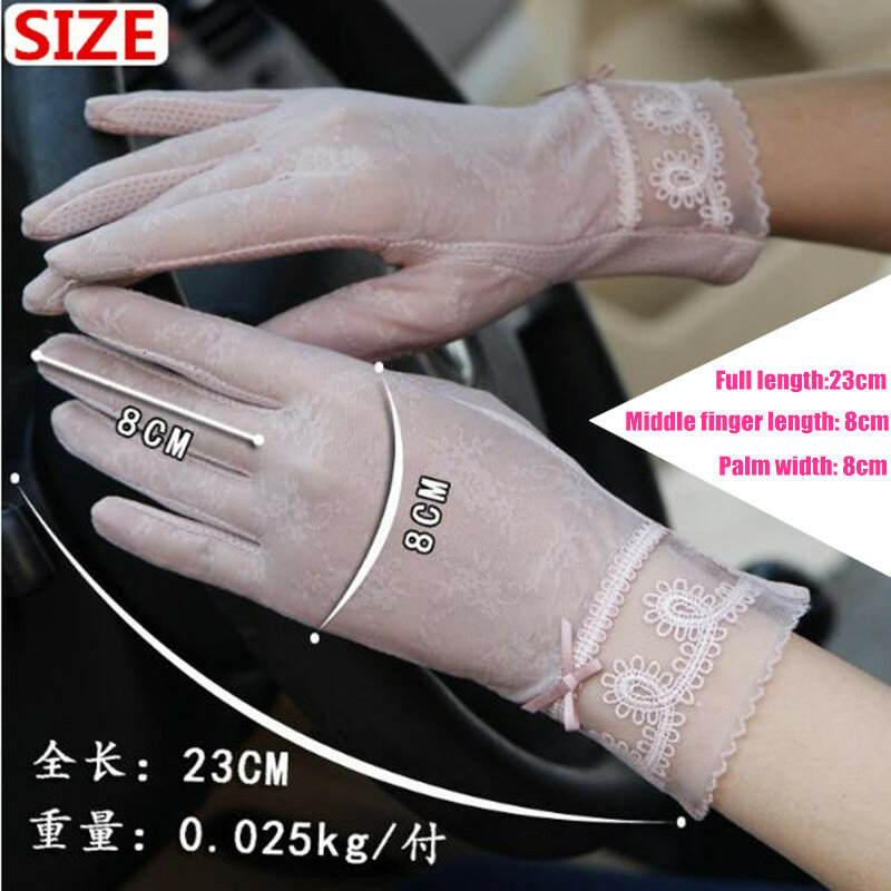 Женские Летние ультратонкие перчатки 500p, высокоэластичные кружевные уличные спортивные перчатки с защитой от УФ-лучей для экрана, нескользящие перчатки для бега