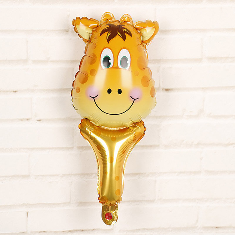 6pcs handheld cabeça animal folha balões leão tigre inflável balão de ar decoração do partido selva criança brinquedos decoração da festa de aniversário