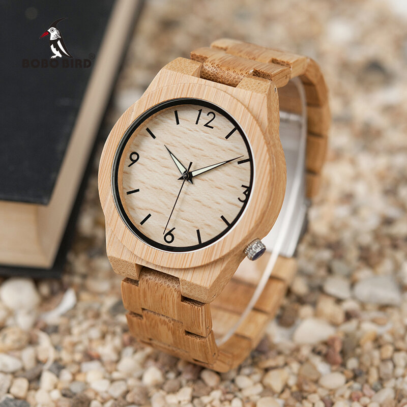 BOBO BIRD-reloj analógico de madera para hombre, accesorio de pulsera de cuarzo resistente al agua con calendario, complemento masculino de marca de lujo con diseño personalizado, perfecto para regalo, W-D27