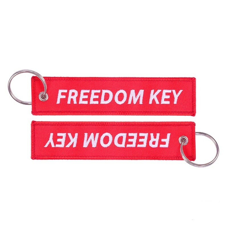 3 Buah/Banyak Kebebasan Gantungan Kunci untuk Mobil dan Sepeda Motor Merah Bordir Llavero Gantungan Kunci Jaringan untuk Penerbangan Hadiah OEM Keychians