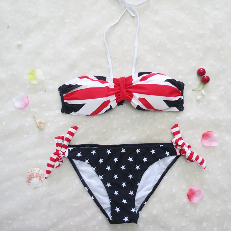 Women's sexy bikini swimwear sexy bikini Bikinis sets British flag design Bikini Bathing Suit Bra Swimsuit SW804-CGR1