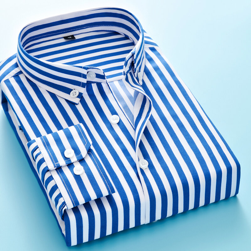 2024 мужская деловая Повседневная рубашка с длинным рукавом, Мужская классическая рубашка в полоску, мужские классические рубашки, верхняя одежда