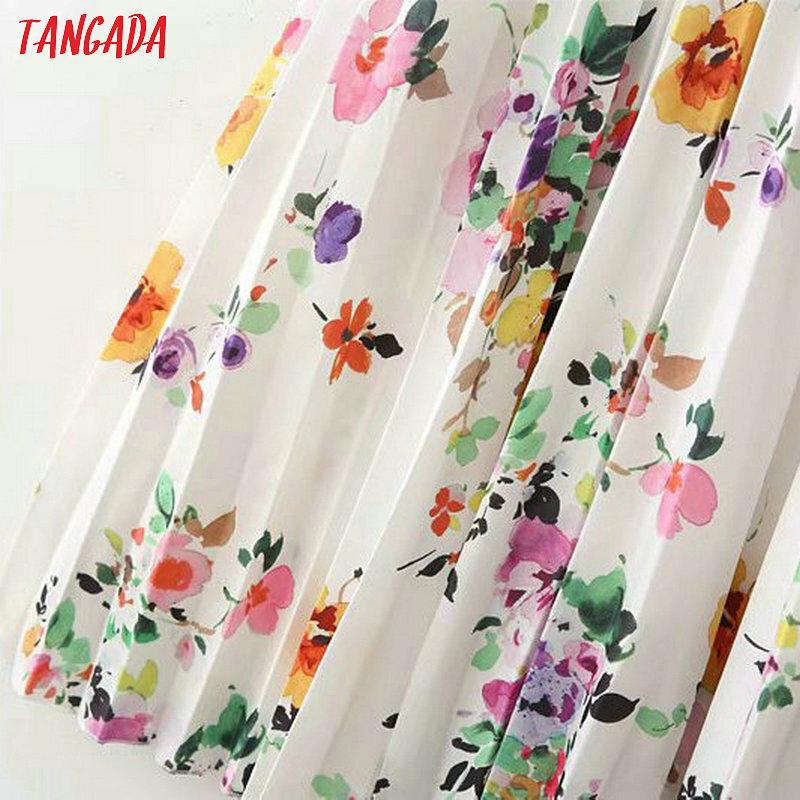 Tangada summer floral pleated skirt women fashion 2019 trending styles midi skirts casual brand female skirt XD356