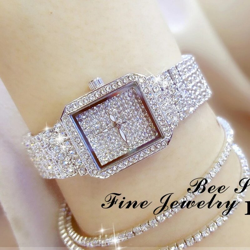 Montre-bracelet en cristal pour femme, biscuits, diamant, pierre, bracelet en acier inoxydable, montre habillée pour femme, nouveau, 2019