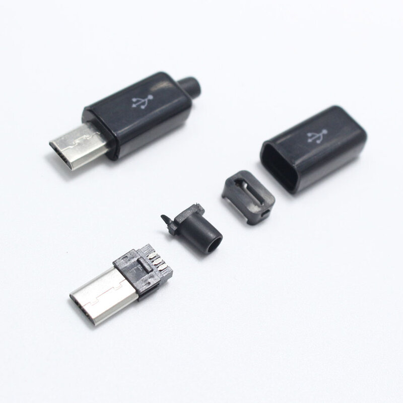 EClyxun Micro USB noir blanc | 10 pièces, connecteur mâle à 5 broches, connecteur de soudage de données OTG Interface de ligne, bricolage, câble de données, accessoires