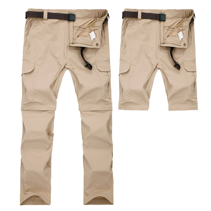 Брюки-карго мужские, быстросохнущие дышащие штаны, повседневные съемные, цвета хаки, большие размеры 6XL 7XL, весна/лето