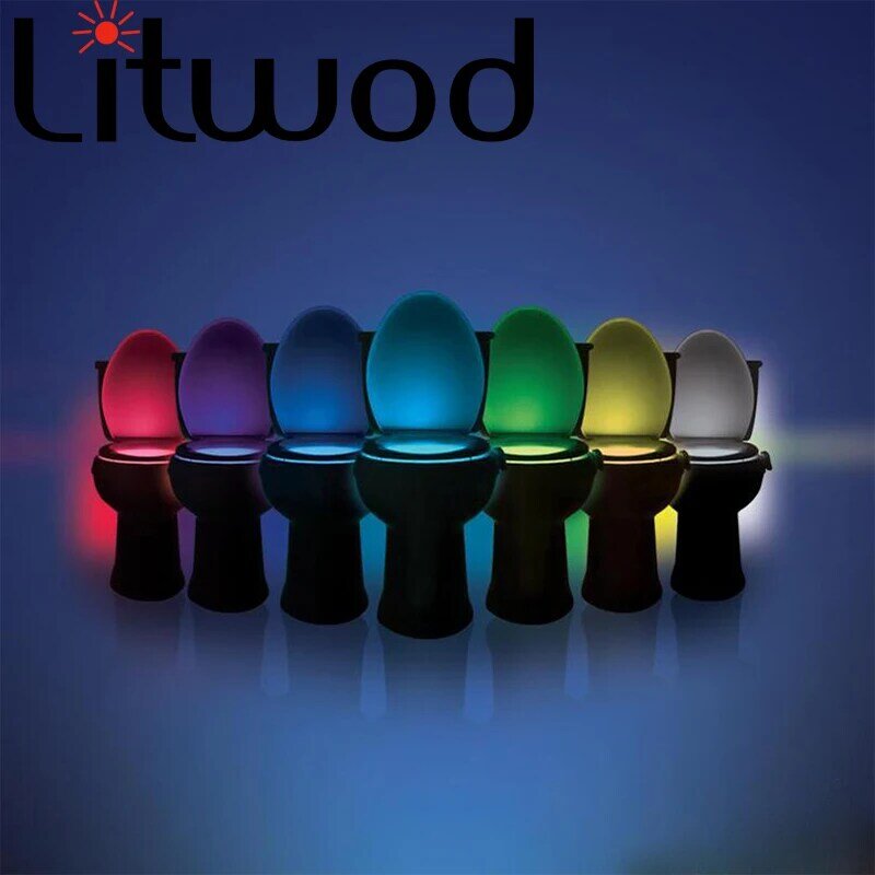 Дропшиппинг умный PIR датчик движения сиденье для унитаза ночник 8 цветов подсветка унитаз светодиодная лампа унитаз ...