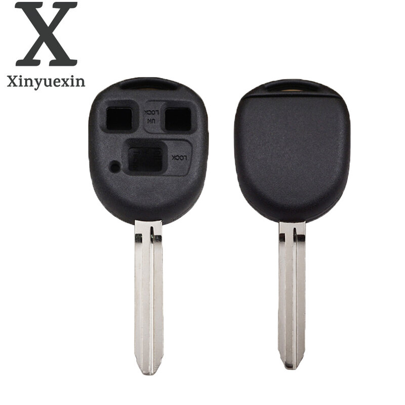 Xinyuexin capa de chave de carro com 3 botões para substituição em toyota yaris land cruiser camry com lâmina toy43
