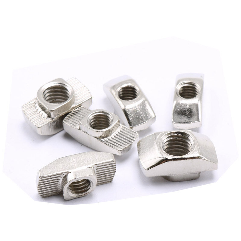 20Pcs M3 M4 M5 M6 M8 Nickel-plated Sliding T-nut Fixing Nut for 20-30-40-45 Series Aluminum Extrusion Profiles 2020 Series Slot