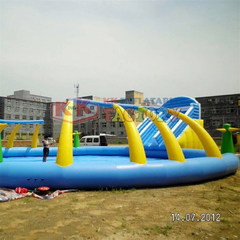 Slide inflável personalizado do parque aquático, Grande piscina de explosão com slide, Piscina infantil