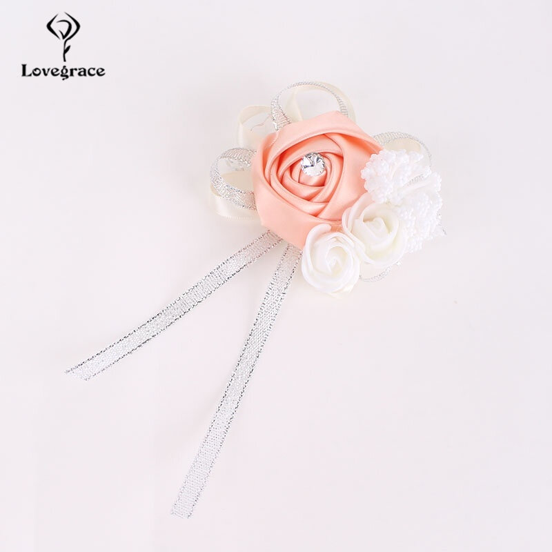 Lovegrace pulso corsage pulseira de dama de honra mão flores festa nupcial prom acessórios de casamento suprimentos (3 polegadas de diâmetro)