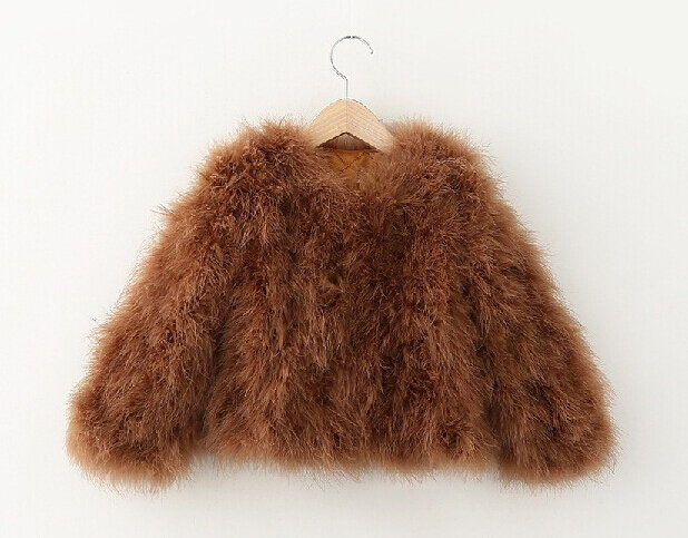 Casaco de pele liso e quente para inverno, jaqueta infantil de manga longa plus size 100% natural de avestruz e garotas, colete de pele verdadeira